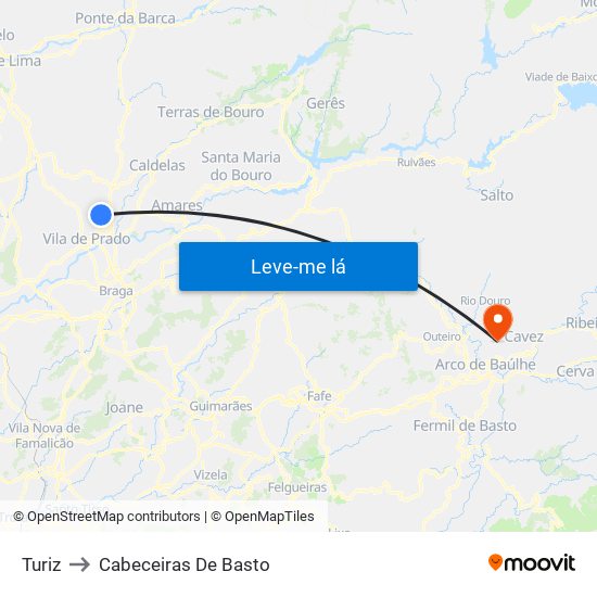 Turiz to Cabeceiras De Basto map