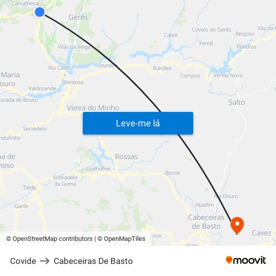 Covide to Cabeceiras De Basto map