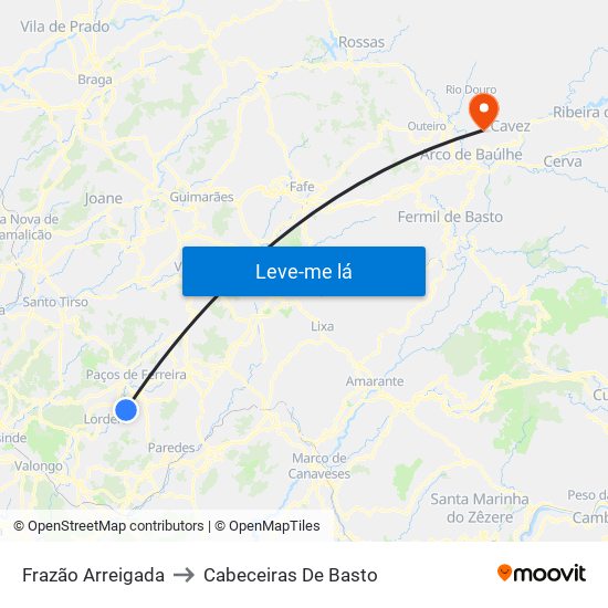 Frazão Arreigada to Cabeceiras De Basto map