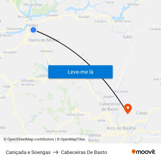 Caniçada e Soengas to Cabeceiras De Basto map