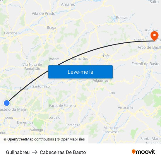 Guilhabreu to Cabeceiras De Basto map