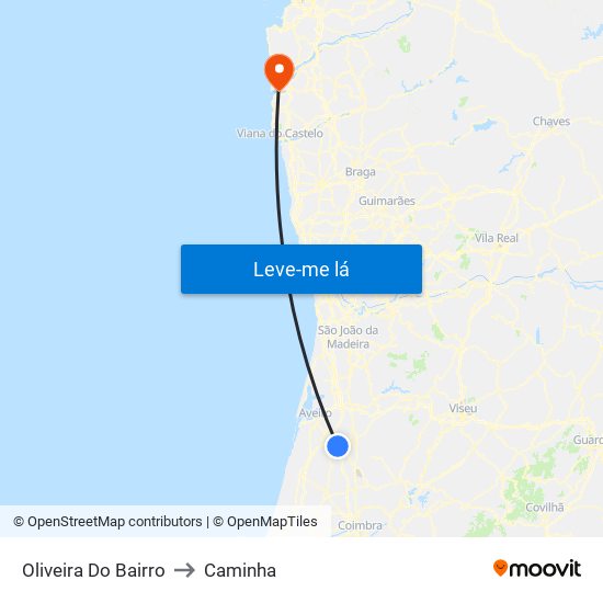 Oliveira Do Bairro to Caminha map
