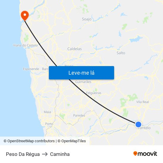 Peso Da Régua to Caminha map