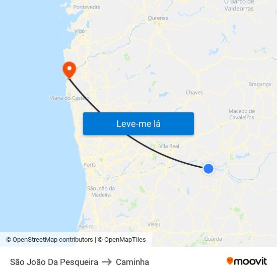 São João Da Pesqueira to Caminha map