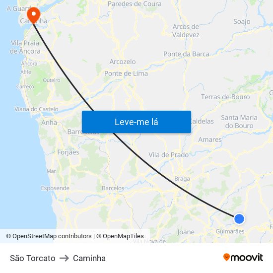 São Torcato to Caminha map