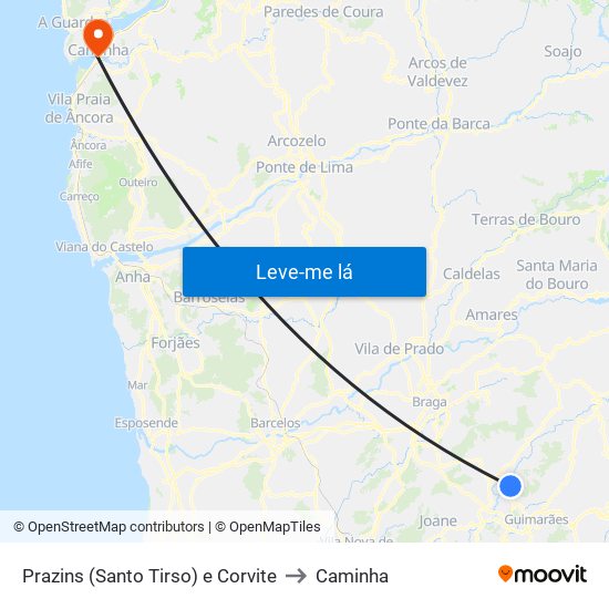 Prazins (Santo Tirso) e Corvite to Caminha map