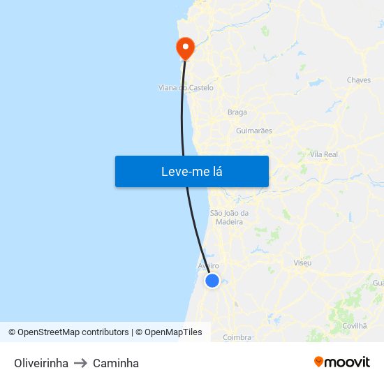 Oliveirinha to Caminha map