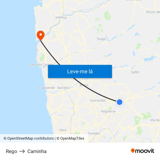 Rego to Caminha map