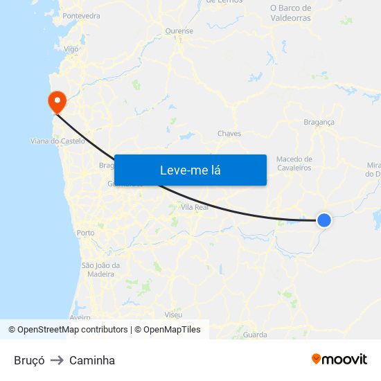 Bruçó to Caminha map