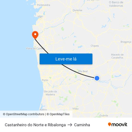 Castanheiro do Norte e Ribalonga to Caminha map