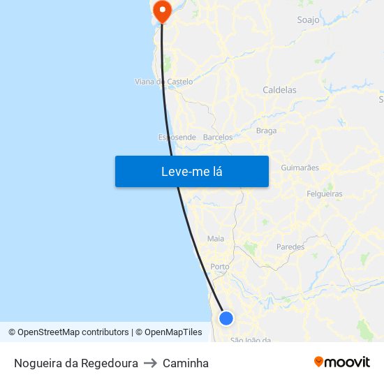 Nogueira da Regedoura to Caminha map