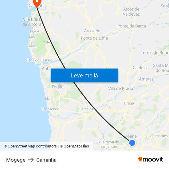 Mogege to Caminha map