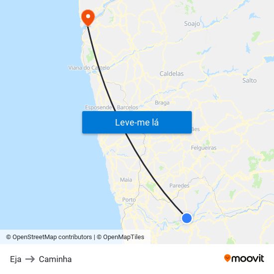 Eja to Caminha map