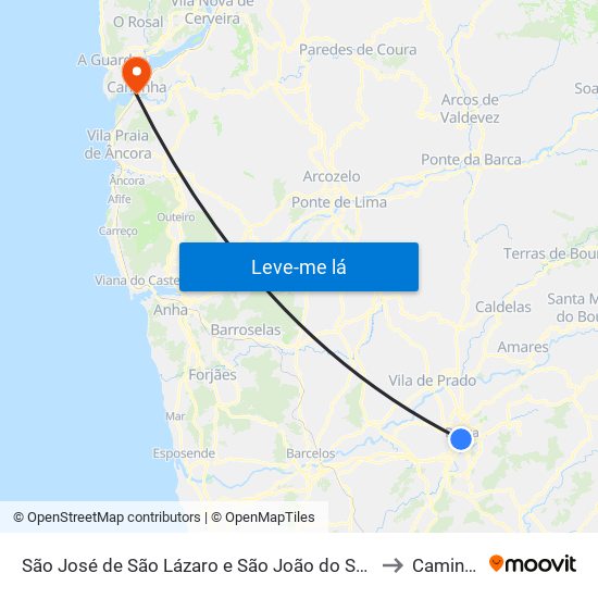 São José de São Lázaro e São João do Souto to Caminha map