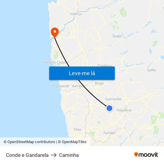 Conde e Gandarela to Caminha map