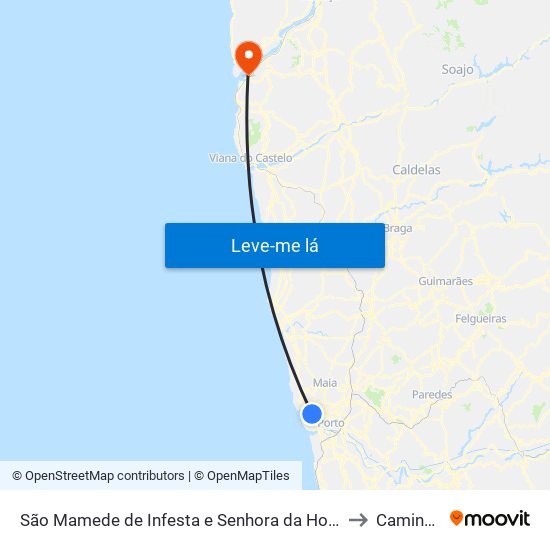 São Mamede de Infesta e Senhora da Hora to Caminha map