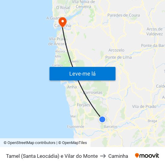 Tamel (Santa Leocádia) e Vilar do Monte to Caminha map