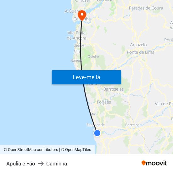 Apúlia e Fão to Caminha map