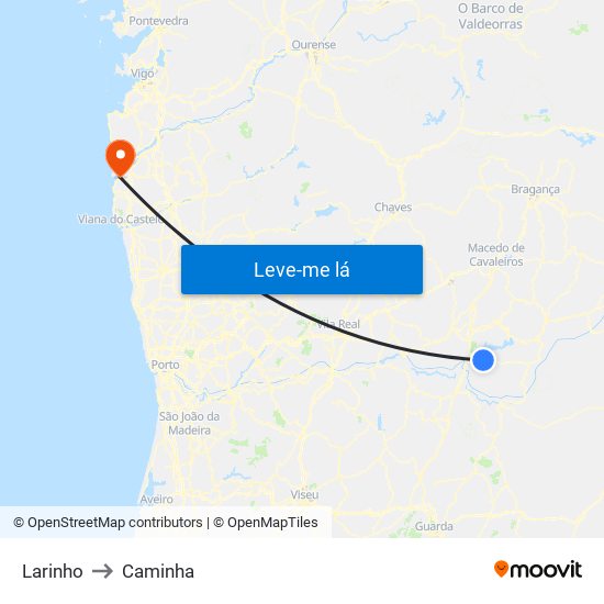 Larinho to Caminha map