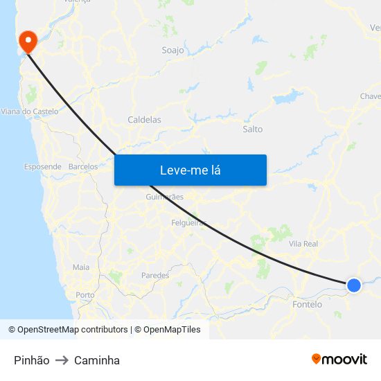Pinhão to Caminha map