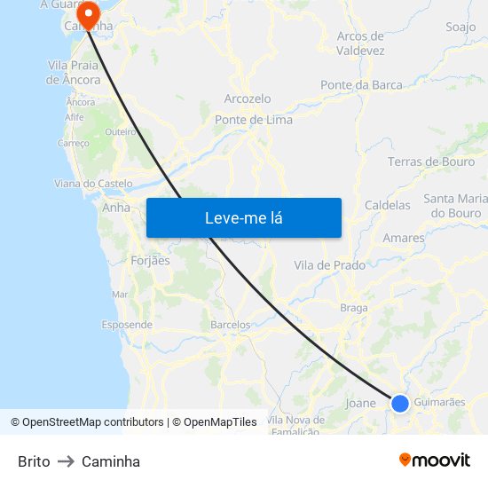 Brito to Caminha map