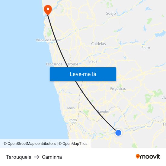 Tarouquela to Caminha map