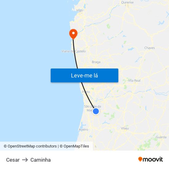 Cesar to Caminha map