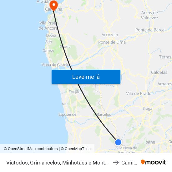 Viatodos, Grimancelos, Minhotães e Monte de Fralães to Caminha map