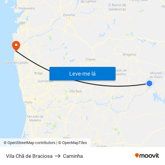 Vila Chã de Braciosa to Caminha map