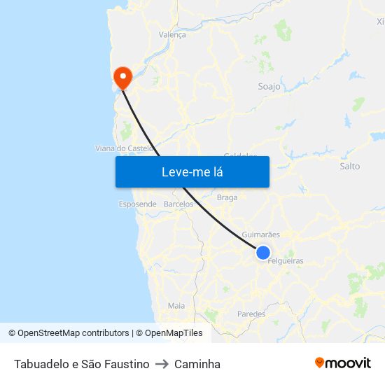 Tabuadelo e São Faustino to Caminha map