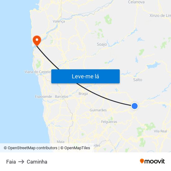 Faia to Caminha map