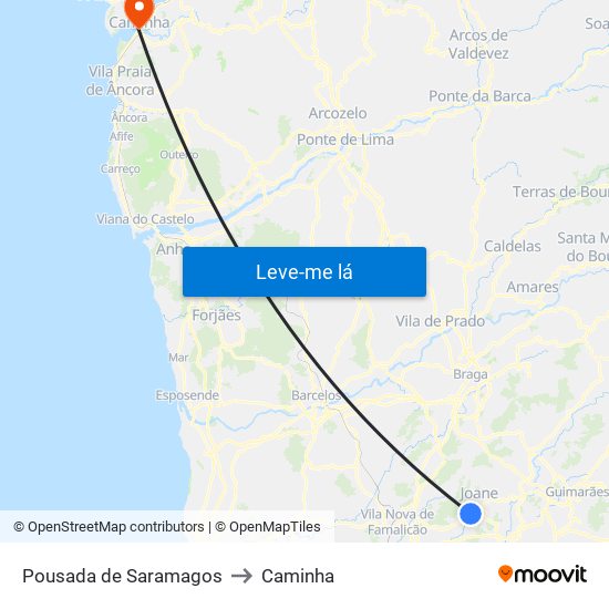 Pousada de Saramagos to Caminha map