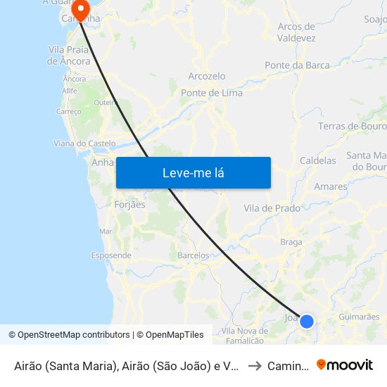 Airão (Santa Maria), Airão (São João) e Vermil to Caminha map