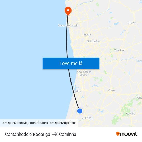 Cantanhede e Pocariça to Caminha map