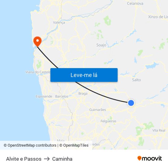 Alvite e Passos to Caminha map