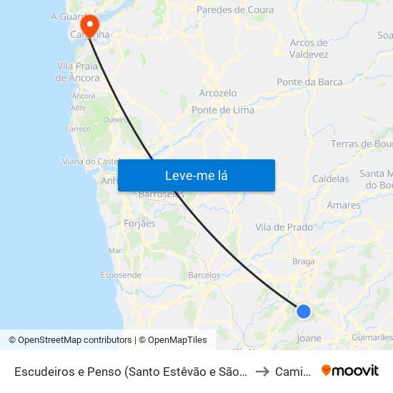 Escudeiros e Penso (Santo Estêvão e São Vicente) to Caminha map