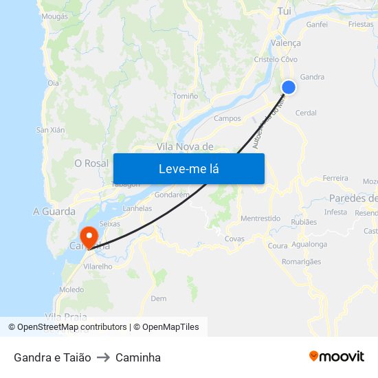 Gandra e Taião to Caminha map