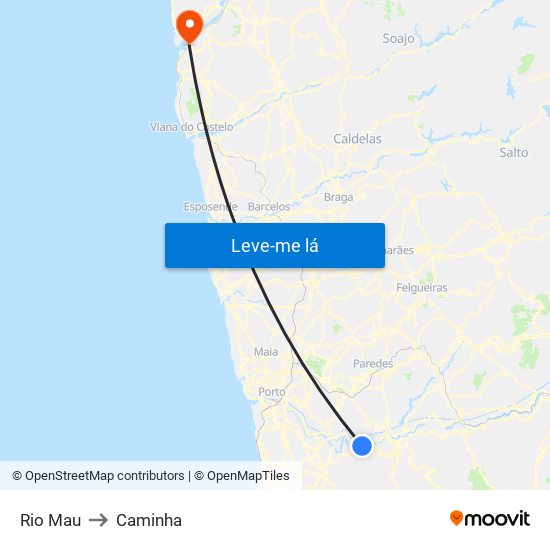 Rio Mau to Caminha map