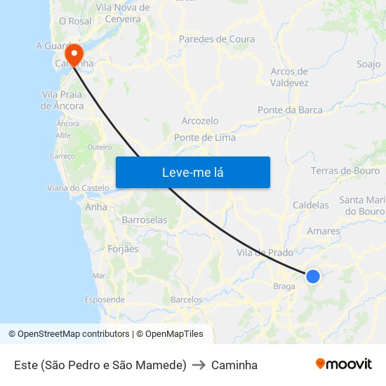 Este (São Pedro e São Mamede) to Caminha map