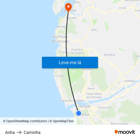 Anha to Caminha map