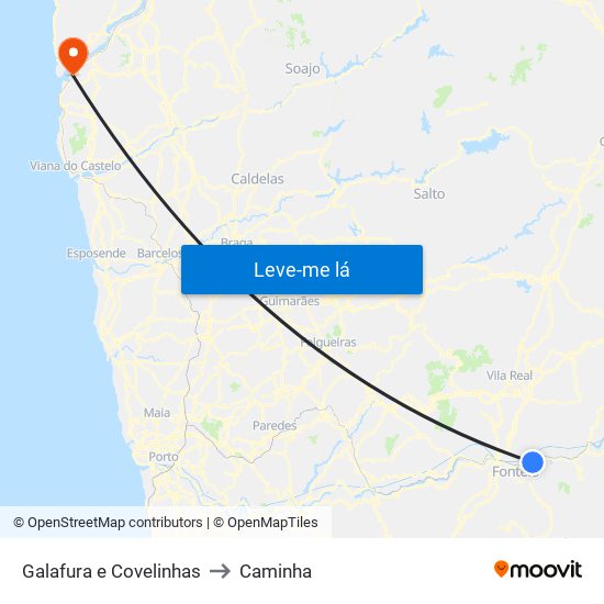 Galafura e Covelinhas to Caminha map