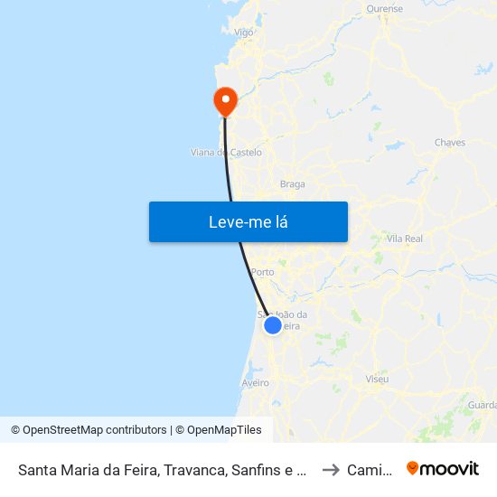 Santa Maria da Feira, Travanca, Sanfins e Espargo to Caminha map