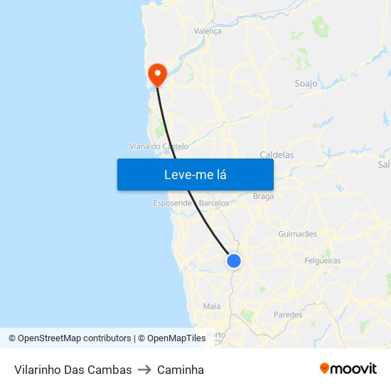 Vilarinho Das Cambas to Caminha map