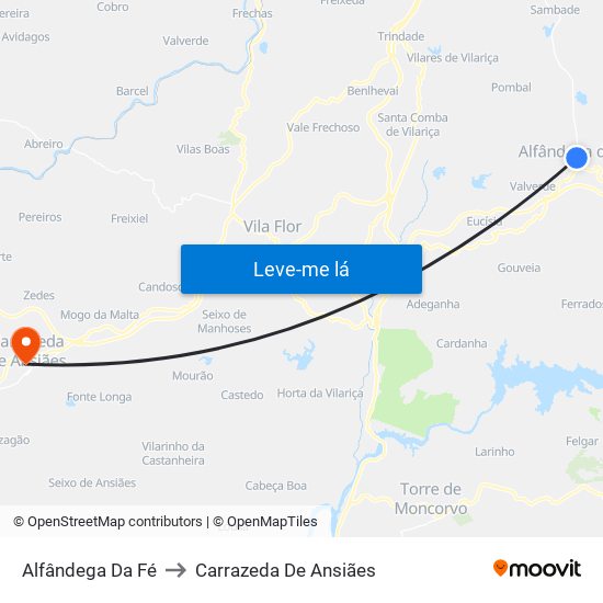 Alfândega Da Fé to Carrazeda De Ansiães map