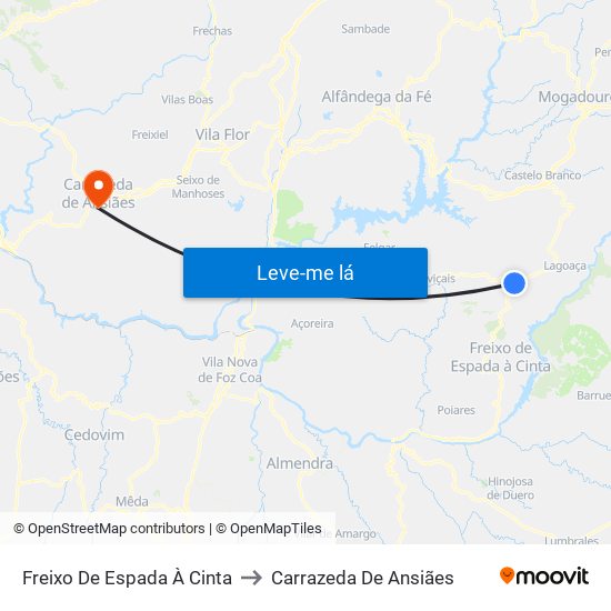 Freixo De Espada À Cinta to Carrazeda De Ansiães map
