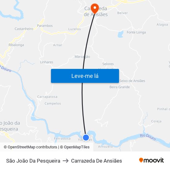 São João Da Pesqueira to Carrazeda De Ansiães map