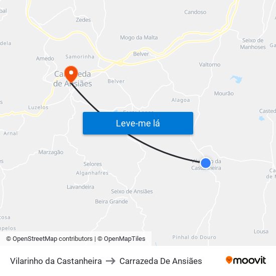 Vilarinho da Castanheira to Carrazeda De Ansiães map