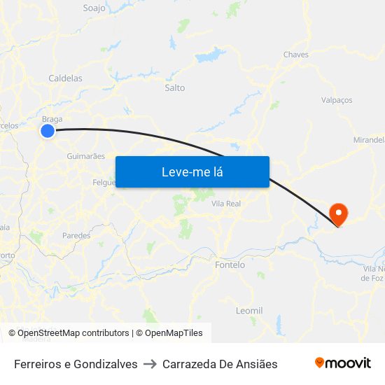 Ferreiros e Gondizalves to Carrazeda De Ansiães map