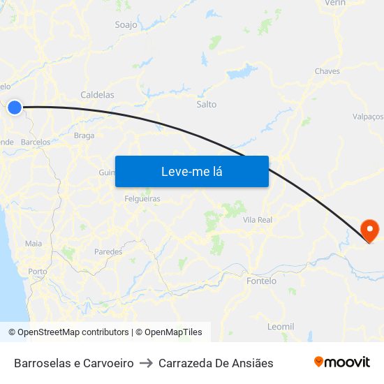 Barroselas e Carvoeiro to Carrazeda De Ansiães map