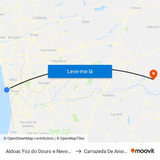Aldoar, Foz do Douro e Nevogilde to Carrazeda De Ansiães map